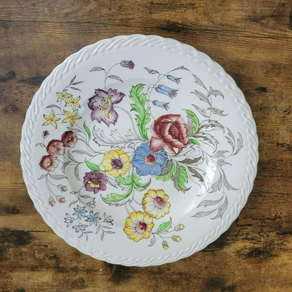 Vintage Vernon Kilns Round Platter 14" May Flower; USA Made 1940-1953, Fall Dish